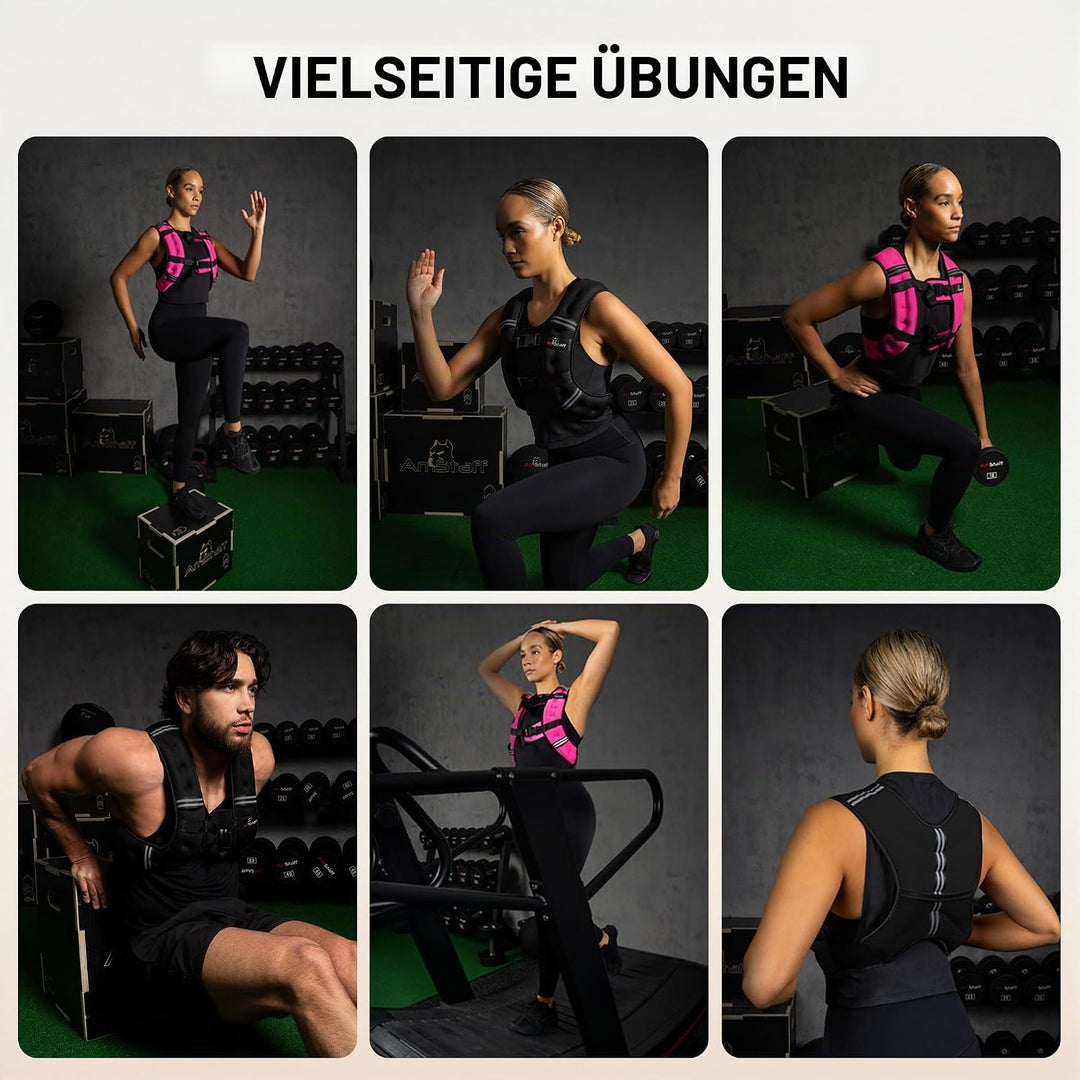 Amstaff Fitness Gewichtsweste – Gewichtsweste für Laufen, Krafttraining und Muskelaufbau, mit reflek