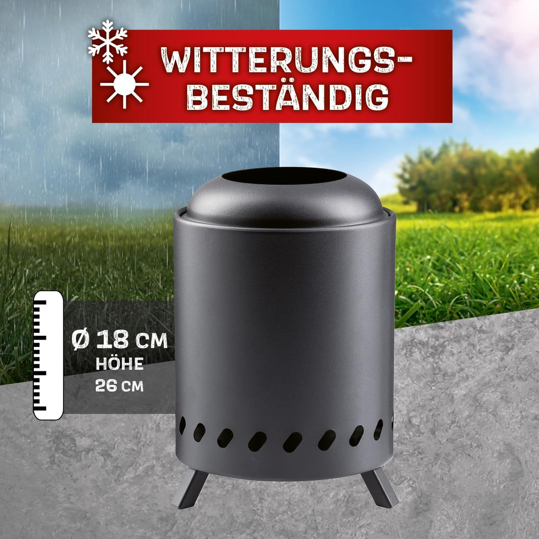 LANDMANN Feuerschale rauchfrei | Outdoor Feuerkorb | Feuertonne für Garten, Terrasse & Camping | kle