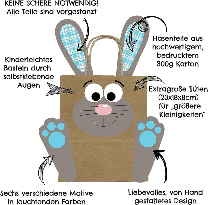 Papierdrachen DIY Osternester zum Befüllen und Basteln - Geschenktüten für Kinder mit Osterhasen in