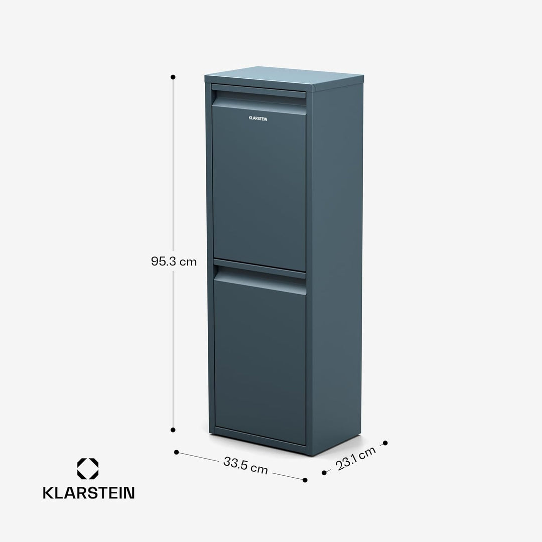 Klarstein Mülleimer 2 Fächer - 36 L Trennsystem, Edelstahl, Wandmontage, Geruchsverschluss, Kompakt
