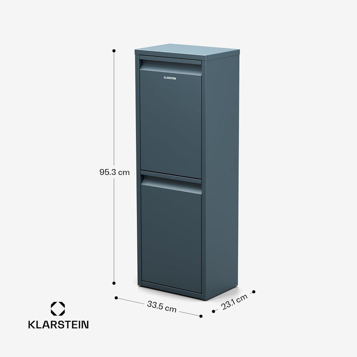 Klarstein Mülleimer 2 Fächer - 36 L Trennsystem, Edelstahl, Wandmontage, Geruchsverschluss, Kompakt