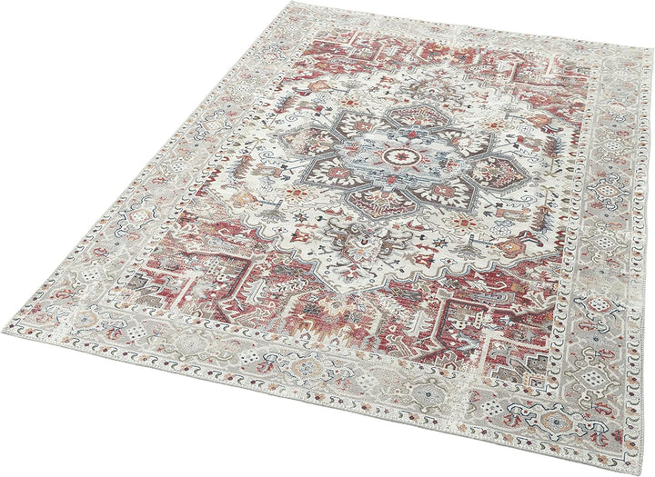 Teppich-Traum Modern klassischer Teppich mit orientalischen Verzierungen & Ornamenten in Creme rot o