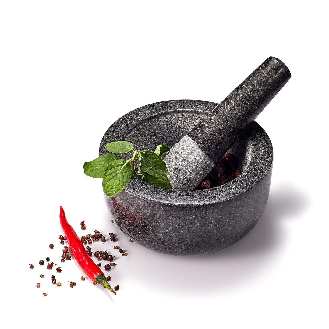 Supremery XXL Mörser und Stössel aus Granit im Set - Steinmörser Gewürzmörser Gross 16cm - für Gewür