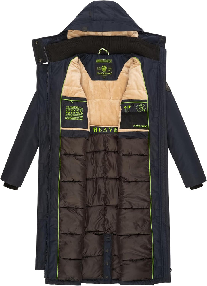 Navahoo Damen Wintermantel Warmer Parka lang mit hohem Kragen und weicher Kapuze Hokulanii XS-XXL XS