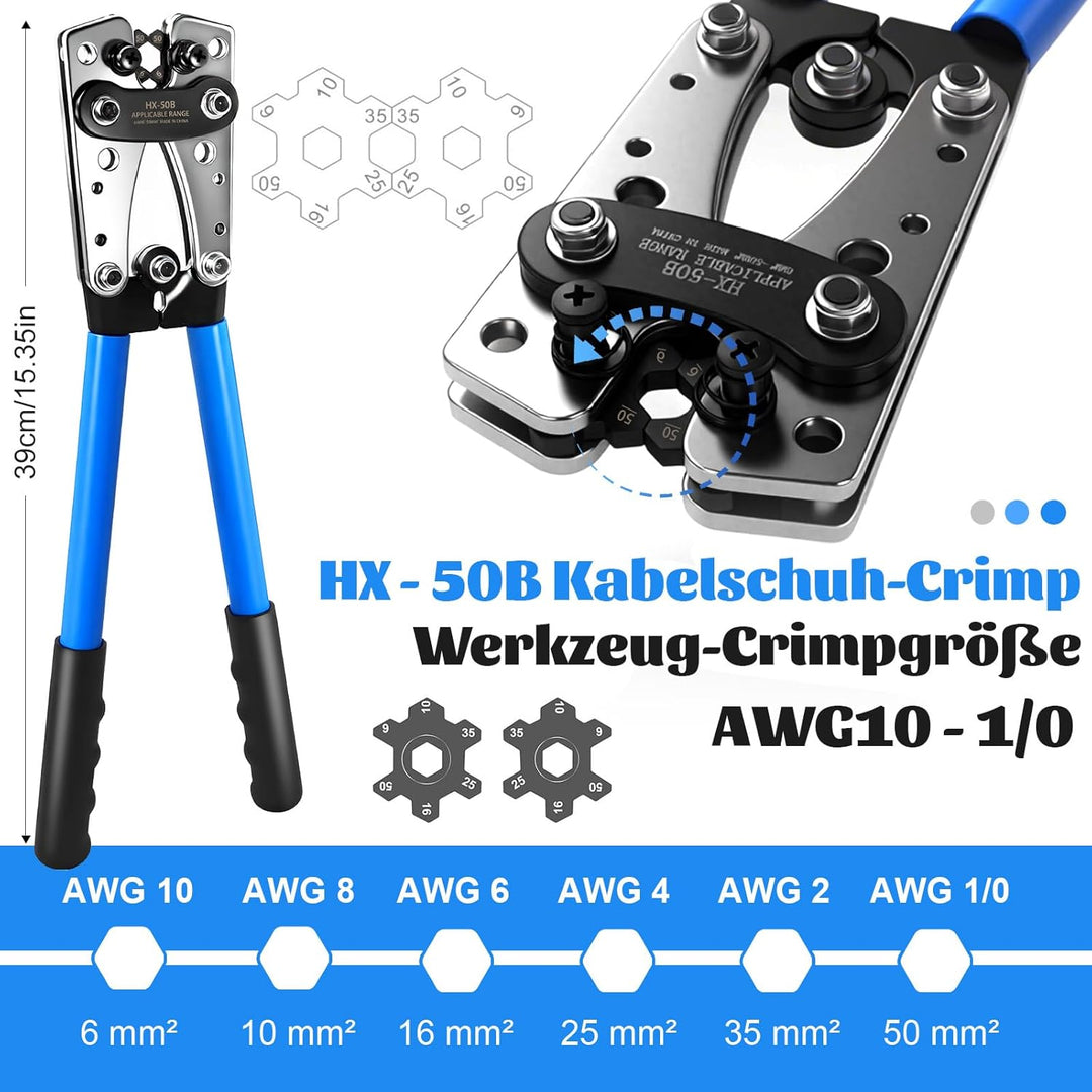 Crimpzange Kabelschuhe AWG Draht Crimper mit 100 Stück Schrumpfschlauch und 60 Kupferanschlüsse, bat