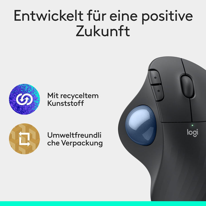 Logitech ERGO M575S kabellose Trackball-Maus, kabellose ergonomische Maus mit Bluetooth und verschlü