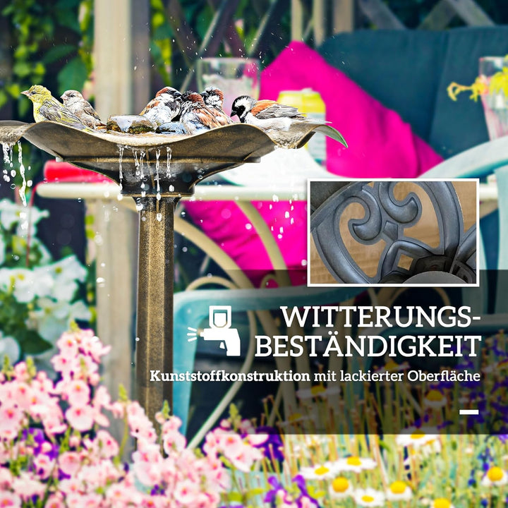 Outsunny Vogeltränke Stehend, Vogelbad aus Kunststoff mit Ständer, Vogelbecken, Vogelfutterspender m