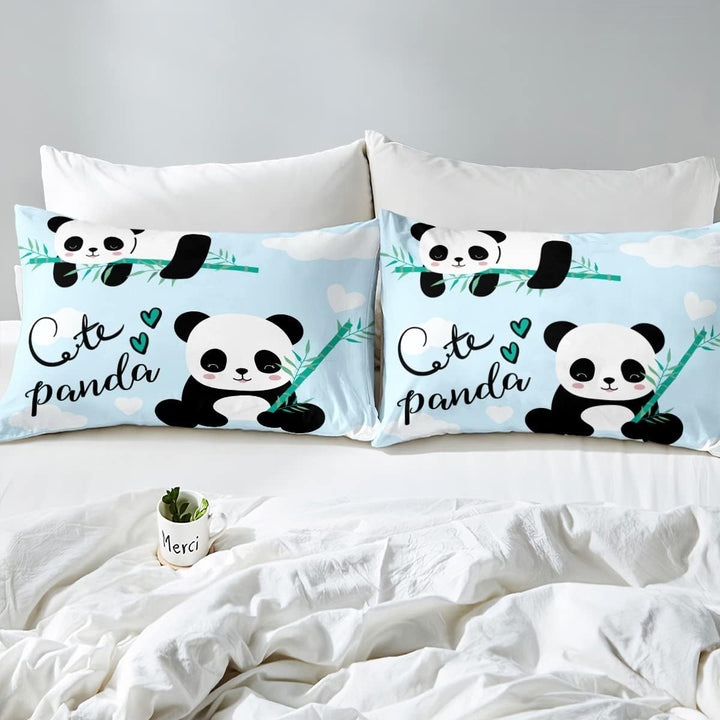 Niedliches Panda-Bettwäsche-Set, Karikatur Panda Bettwäsche Kinder 135x200 cm Mädchen Jungen Tiermot