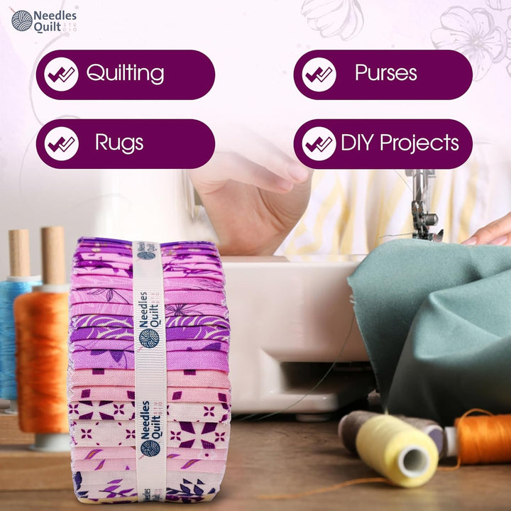 Needles Quilt Studio – 6.3 cm vorgeschnittenes 40 Stoffstreifen (Amethyst-Garten),Baumwollstreifen z