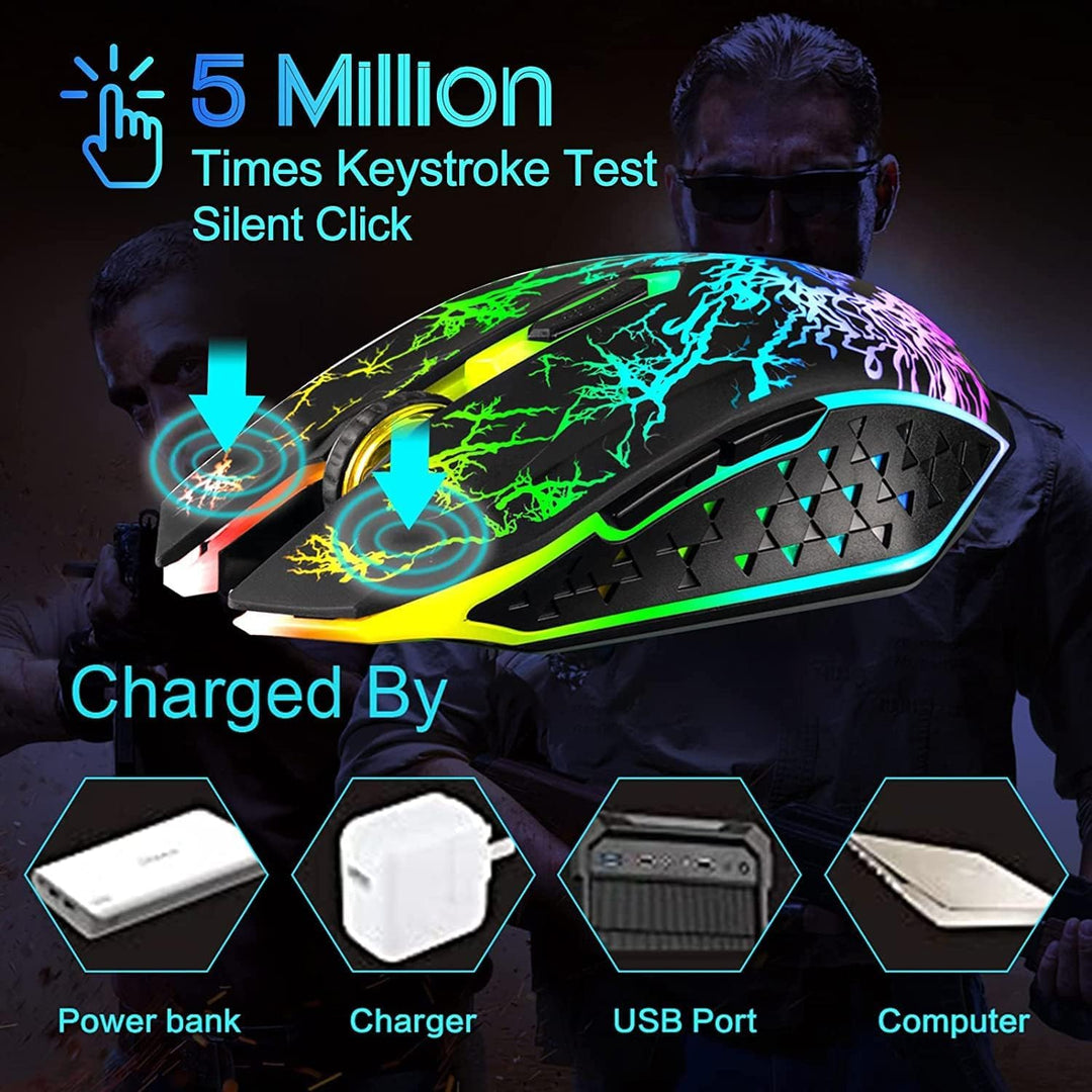 VEGCOO Gaming Maus Kabellose Mouse Gaming Silent Optical Sensor mit 1600/1200/800 DPI PC Maus Gaming