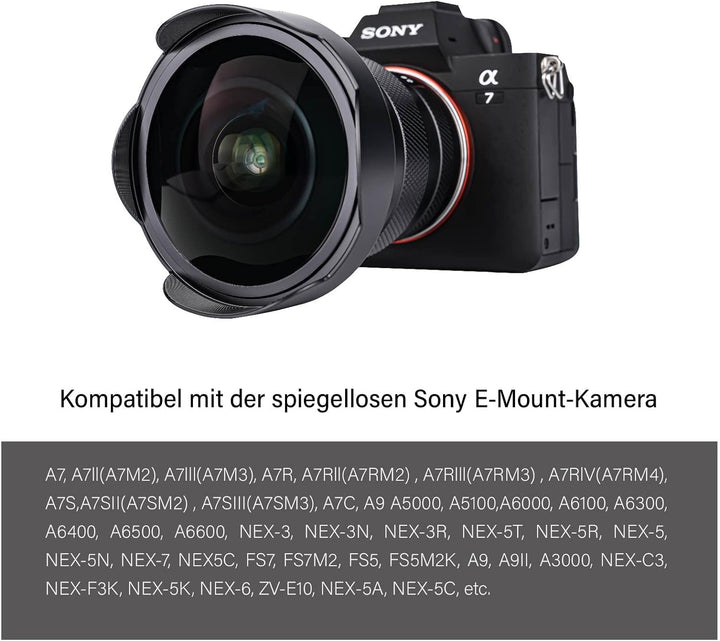 AstrHori 12 mm F2.8 Vollformat Manuelles Fisheye-Objektiv 185 ° Ultra-Weitwinkelobjektiv für Leica/P