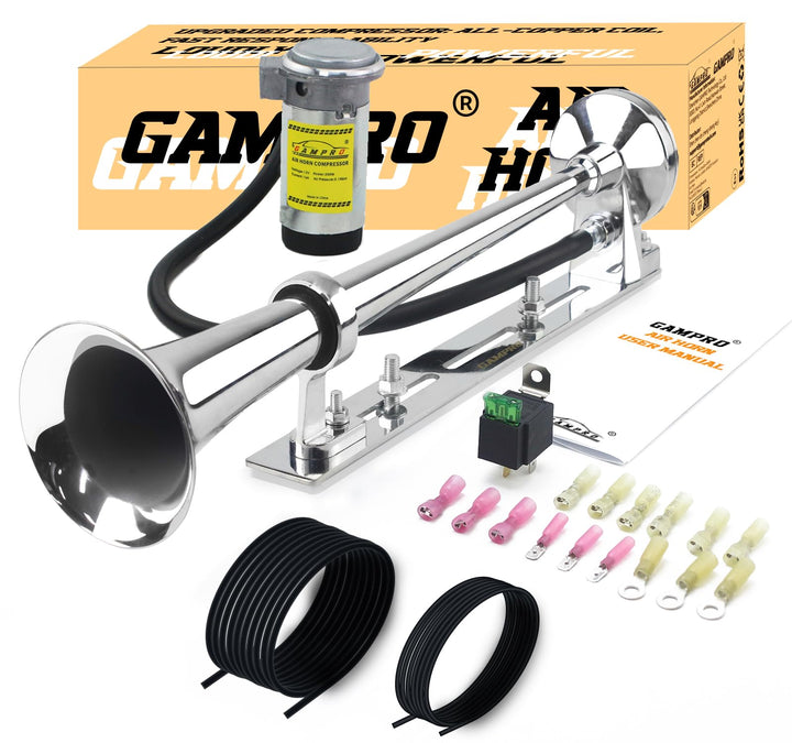 12 V 150 dB Lufthupe, 45,7 cm, Chrom, Zink, Einzeltrompete, LKW, Lufthupe, mit Halterung, für alle 1