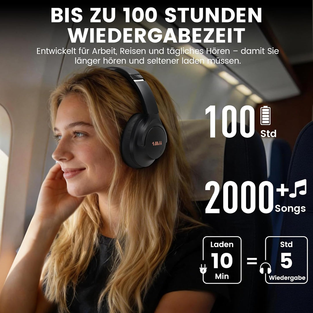 1Mii Y8+ Kabellose Bluetooth Kopfhörer, Hybrid Active Noise Cancelling, LDAC Hi-Res Audio, Individue