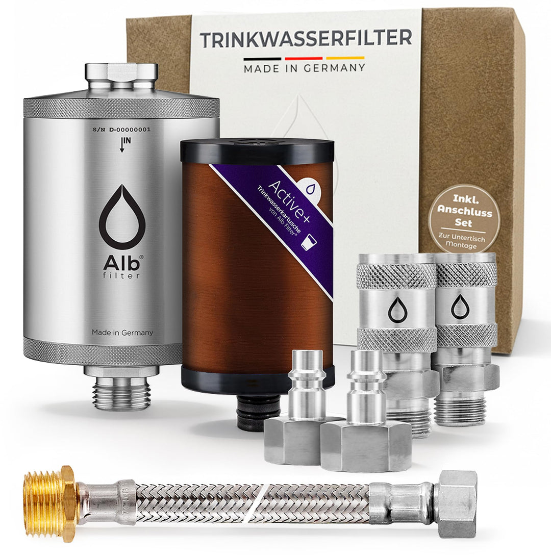 Alb Filter UNTERTISCH ACTIVE PLUS Wasserfilter Küche Edelstahl Natur | Gegen Schadstoffe &amp; Kalk, Kei