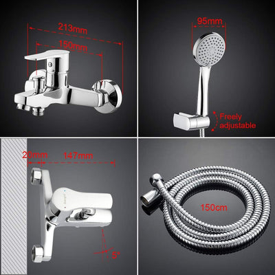 Ibergrif Star - Einhebel Badewannenarmatur Set, Wannenbatterie mit Duschkopf, Duschkopfhalter, und B