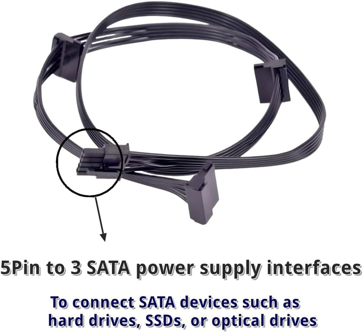 5Pin to 3 SATA-Stromversorgungskabel für Cooler Master VSM750 VSM650 VSM550 SATA Power Supply Cable