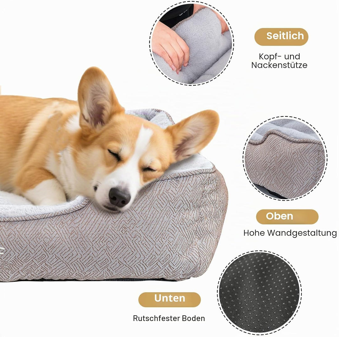 JOYELF Hundebett Waschbares beruhigendes Katzenbett, süsses Flauschiges Haustier Anti Angst Sofa für