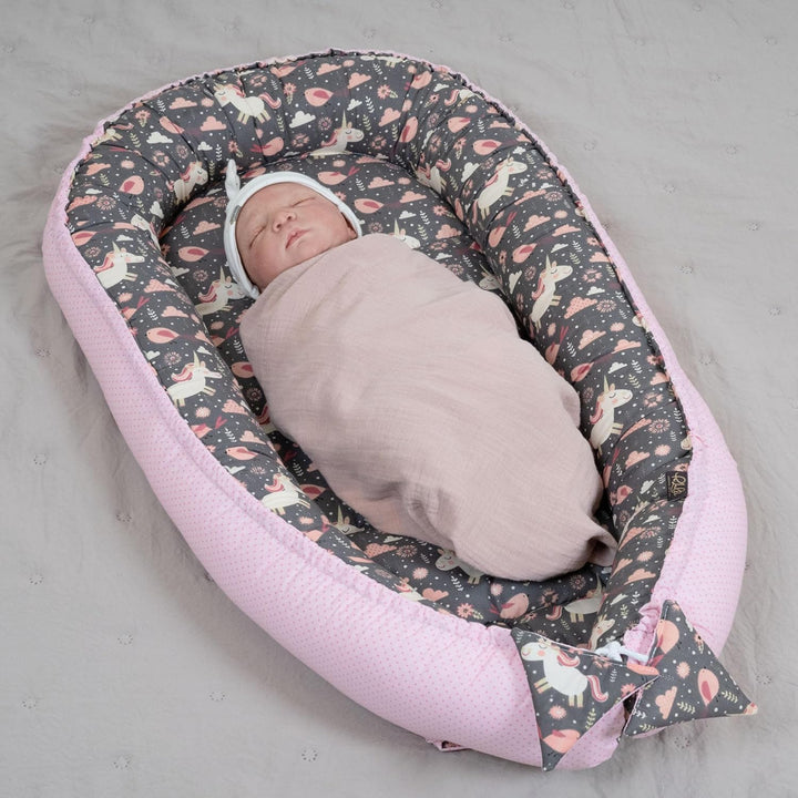 PaLulli Babynest 4-TLG Set 95x55 cm | Babyausstattung mit Matratze & Kuscheldecke | 100% Baumwolle,