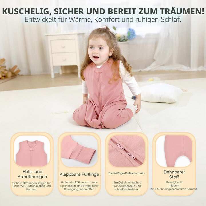 Mama Cheetah Baby Schlafsack, Bio-Baumwolle, Tragbare Babydecke, Schlafsack mit 2-Wege-Reissverschlu