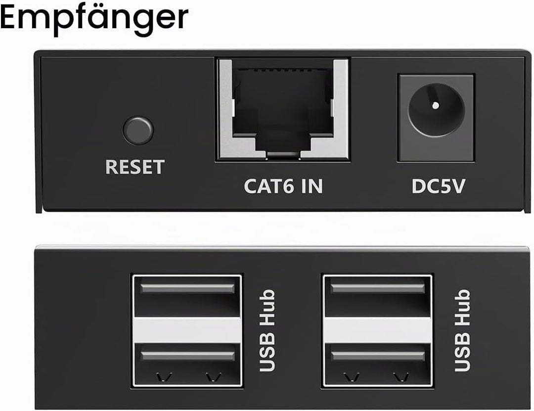 DIGITUS USB 2.0 über Ethernet-Extender – 4-Port USB-A Hub – 150m Reichweite mit Cat 6 Netzwerkkabel