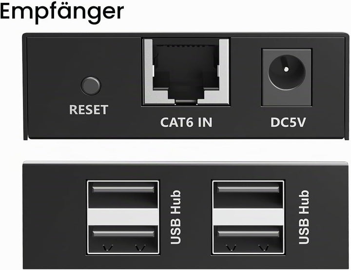 DIGITUS USB 2.0 über Ethernet-Extender – 4-Port USB-A Hub – 150m Reichweite mit Cat 6 Netzwerkkabel