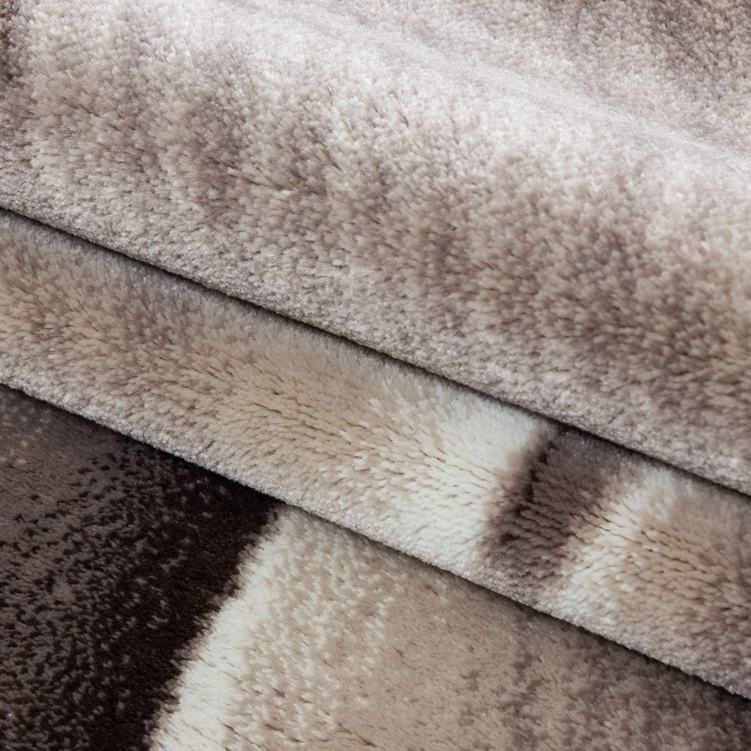 HomebyHome Teppich Wohnzimmer 80x150 cm Läufer Flur Braun Kurzflor Wellen Design - Teppich Schlafzim