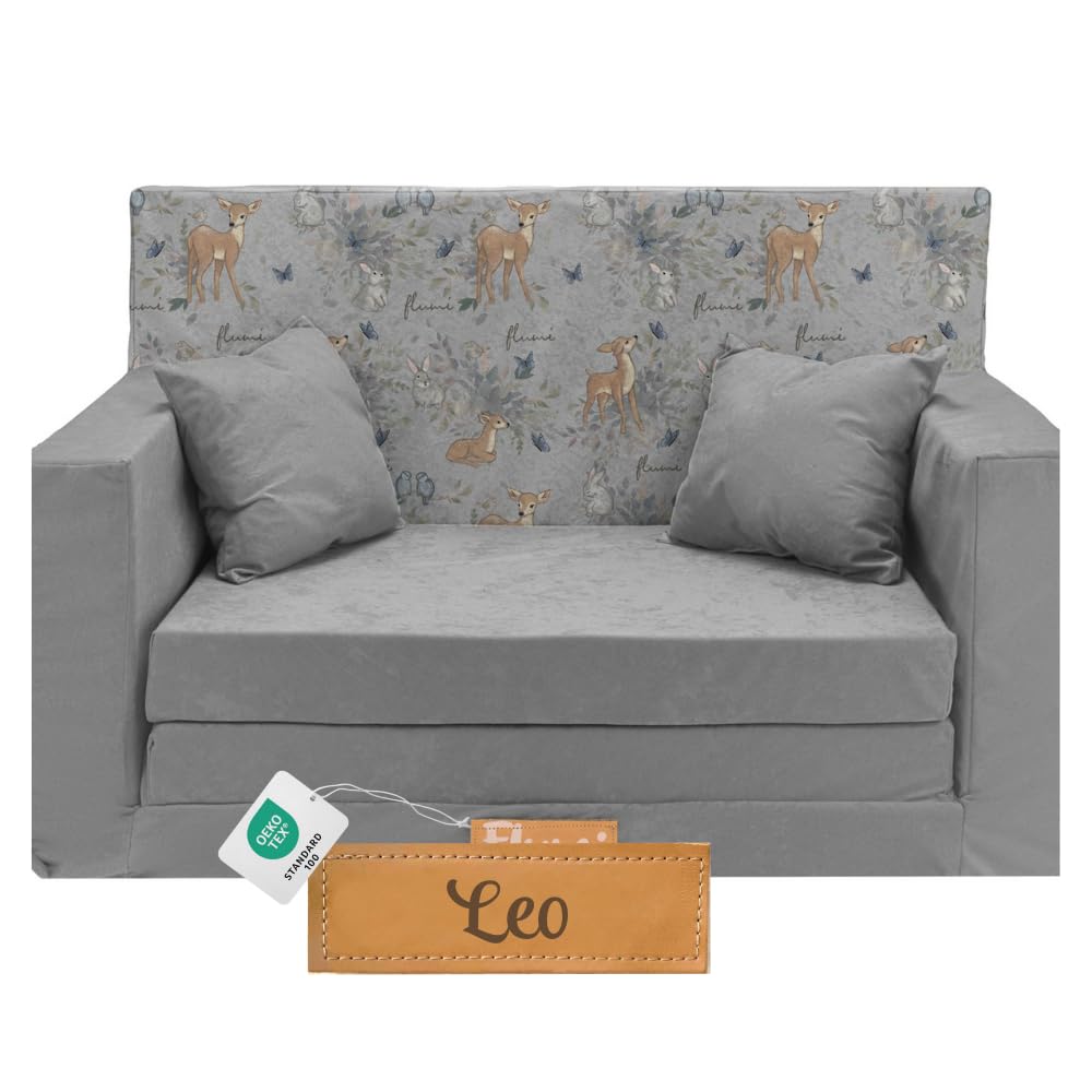 Flumi Personalisierte Kindercouch Kinder Sessel Sofa Schlafsofa jugendzimmer mit Gravur KINDERNAME S