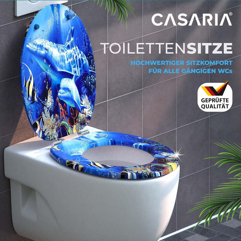 CASARIA® WC Sitz Doppelte Absenkautomatik MDF Holzkern hygienisch Rostfreie Scharniere 175kg Bad Toi