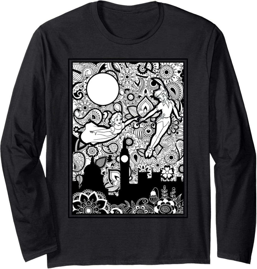 Disney Peter Pan And Wendy Paisley Flying Poster Langarmshirt