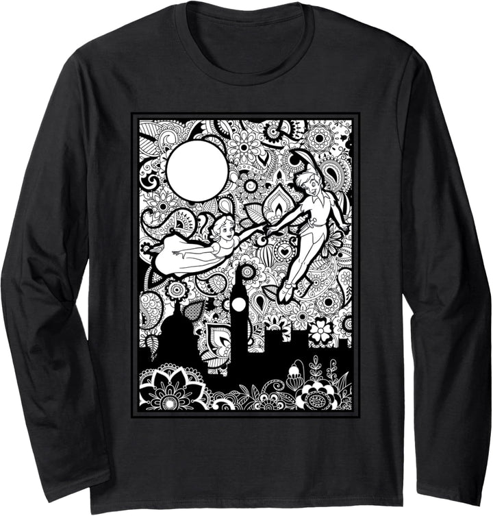 Disney Peter Pan And Wendy Paisley Flying Poster Langarmshirt