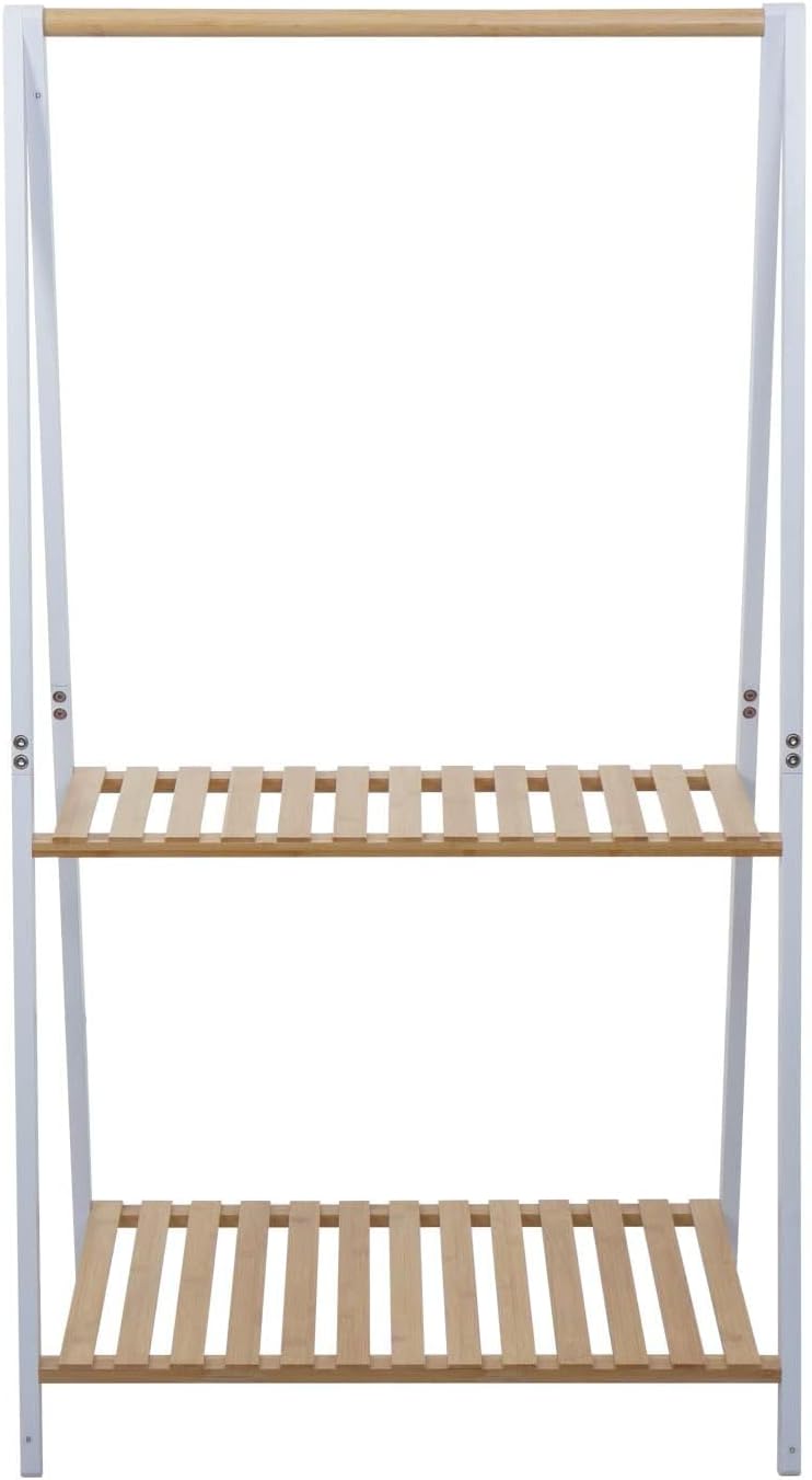 Mendler Bambus Pflanzenregal HWC-Q32, Blumentreppe Pflanzentreppe Badregal, Stange 2 Ablagen 130x70x