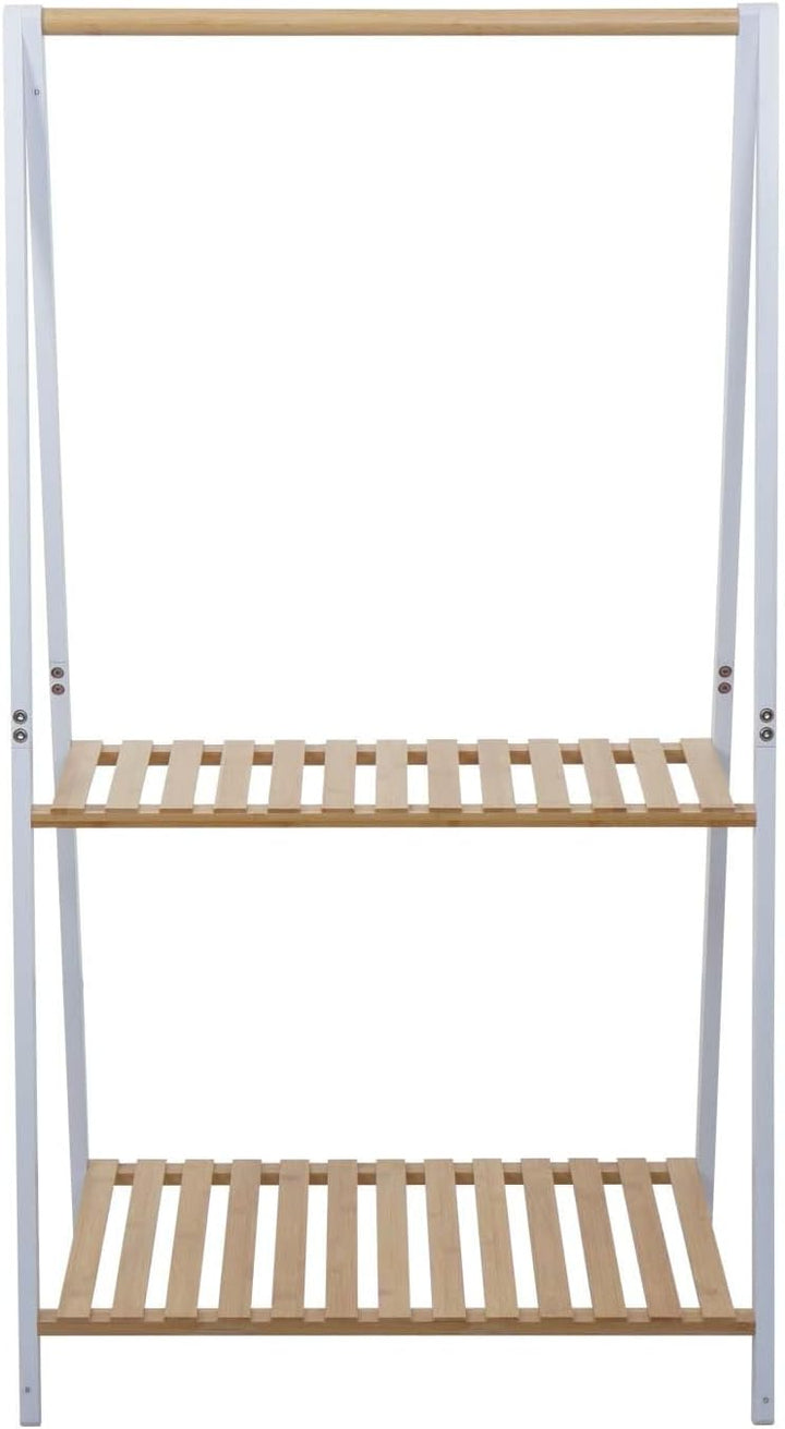 Mendler Bambus Pflanzenregal HWC-Q32, Blumentreppe Pflanzentreppe Badregal, Stange 2 Ablagen 130x70x