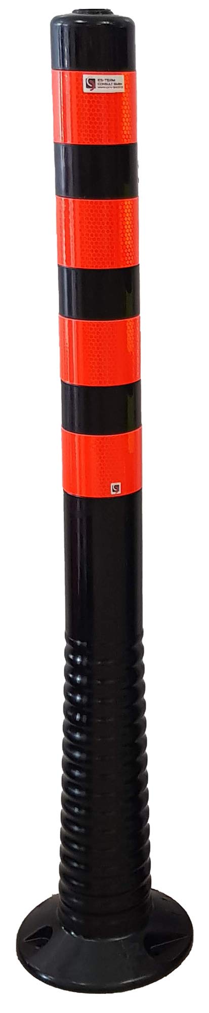 UvV® Reflex Absperrpfosten, Poller 100 cm hoch, flexibel schwarz, reflektierend (1 Stück, Schwarz-Or