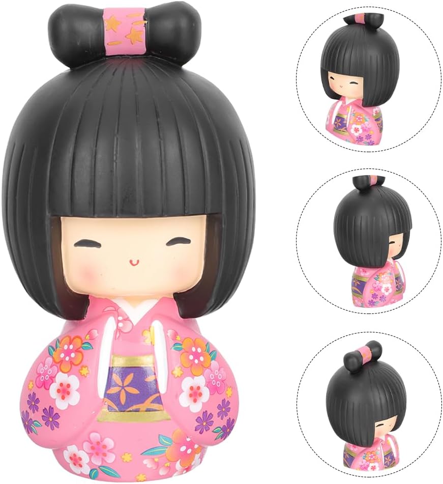 BESPORTBLE Japanische Kokeshi Puppen Geisha Figur Miniatur Kimono Puppen Geisha Puppe Deko Sammelfig