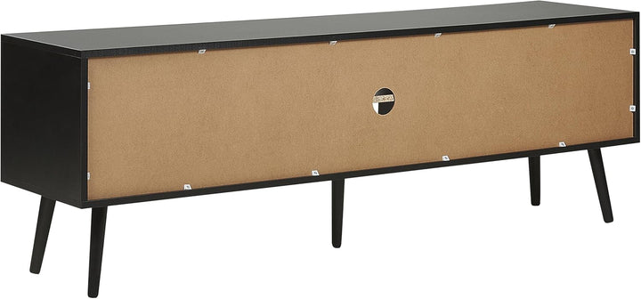 Beliani TV-Schrank Rattan schwarz/beige 2 Türen 150 x 40 x 52 cm modern Opoco