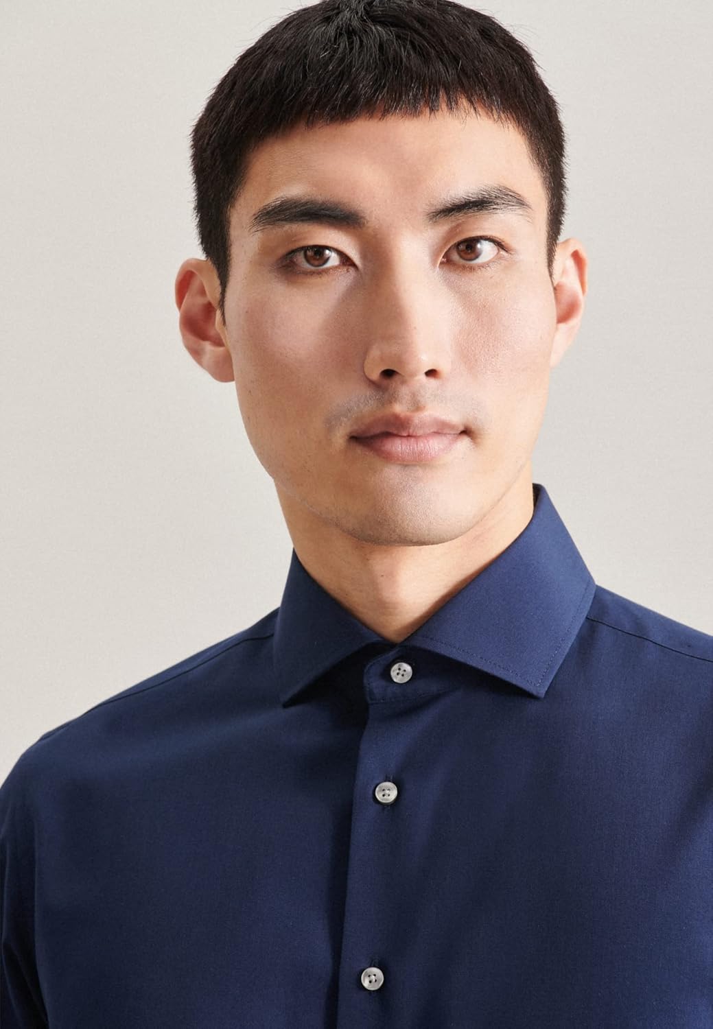 Seidensticker Herren Men Slim Patch Longsleeve Cotton Hemd 36 Dunkelblau(665477), 36 Dunkelblau(6654