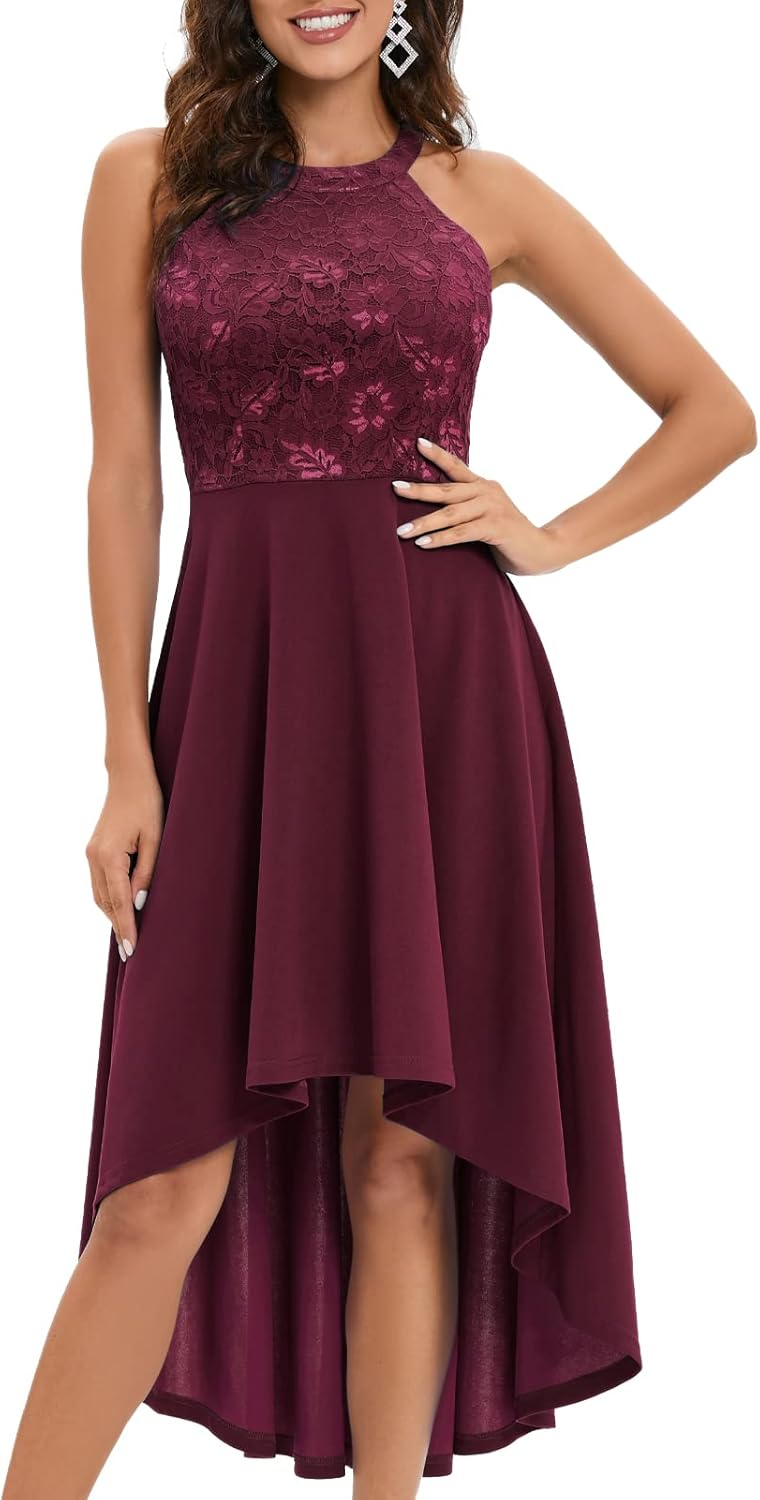 Bbonlinedress Abendkleider elegant für Hochzeit gast festliches Kleid Damen Neckholder Konfirmations