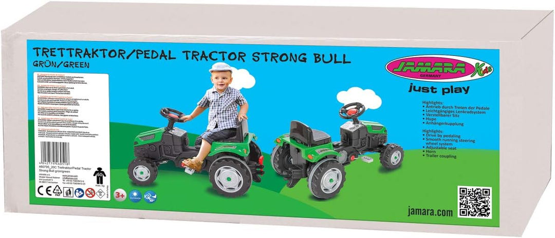 Trettraktor Strong Bull – Kippschutz, Antrieb durch Treten der Pedale, leichtgängiges Lenkradsystem,