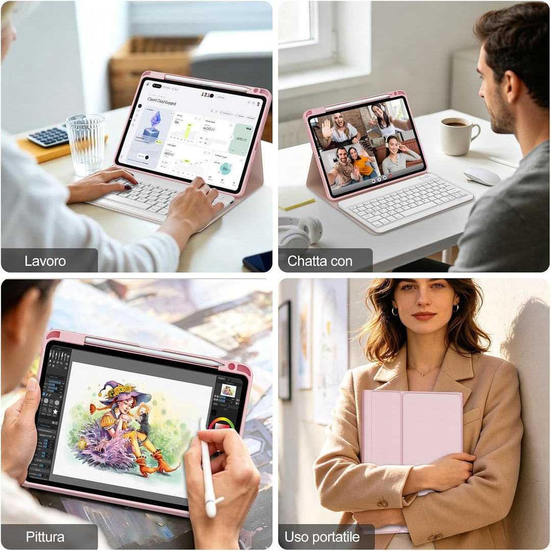 FOGARI Für iPad Air 11/5/4. Generation und iPad Pro 11 Tastaturabdeckung | Abnehmbare Bluetooth-Tast