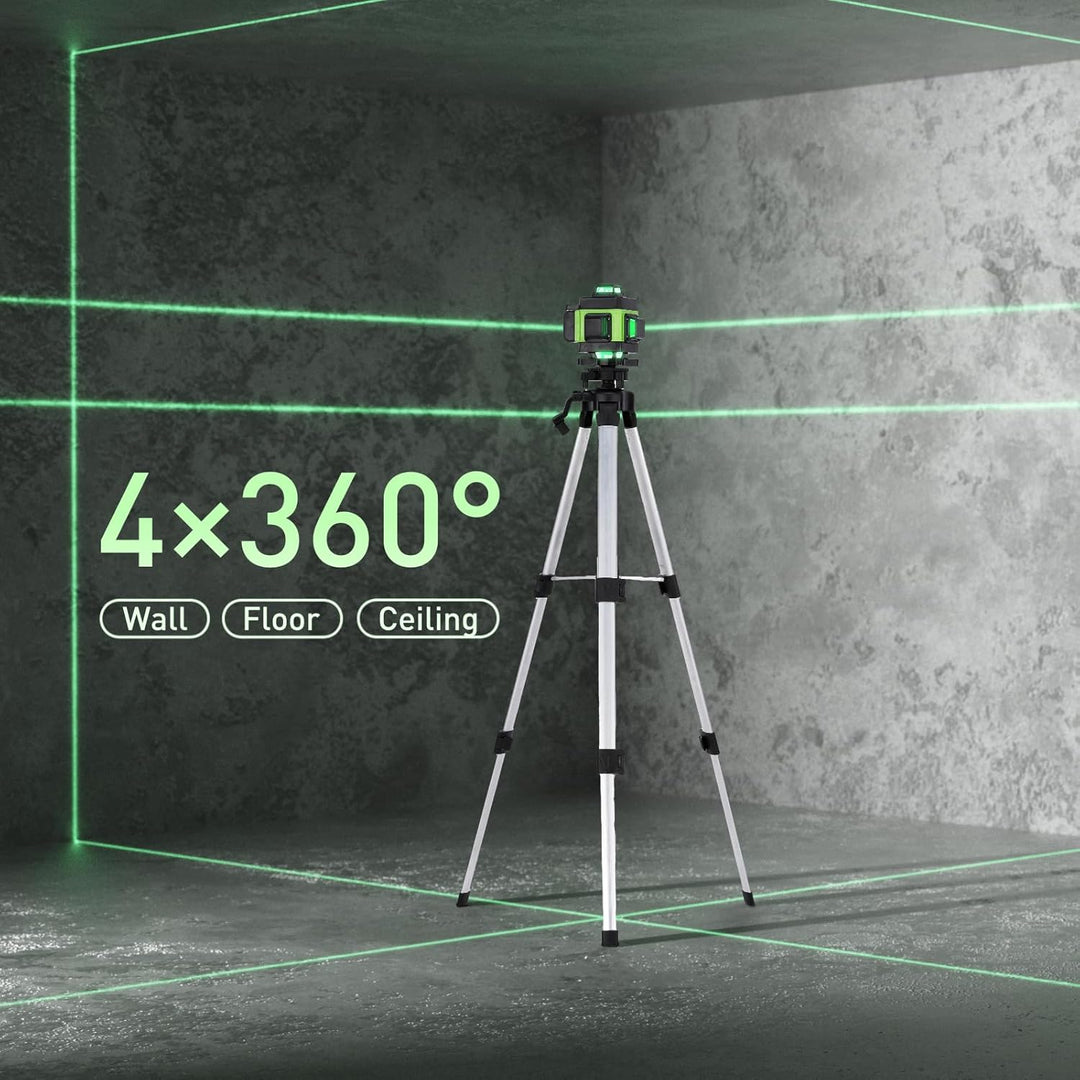 Weytoll Kreuzlinienlaser mit Stativ, 16 Line Laser Level IP54 Wasserwaage, 2400mAh Akku*2, mit Teles