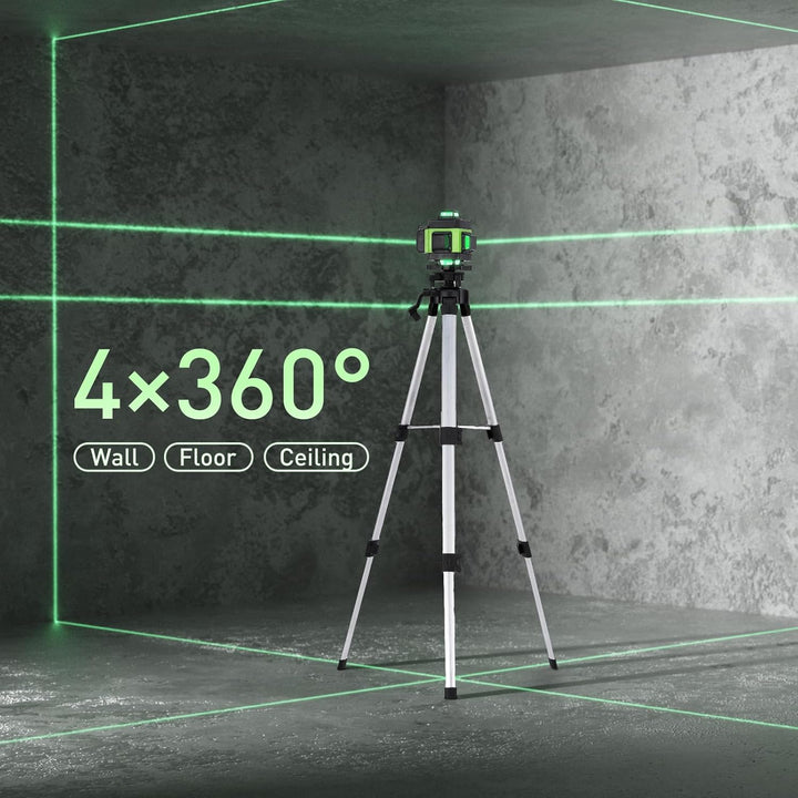 Weytoll Kreuzlinienlaser mit Stativ, 16 Line Laser Level IP54 Wasserwaage, 2400mAh Akku*2, mit Teles