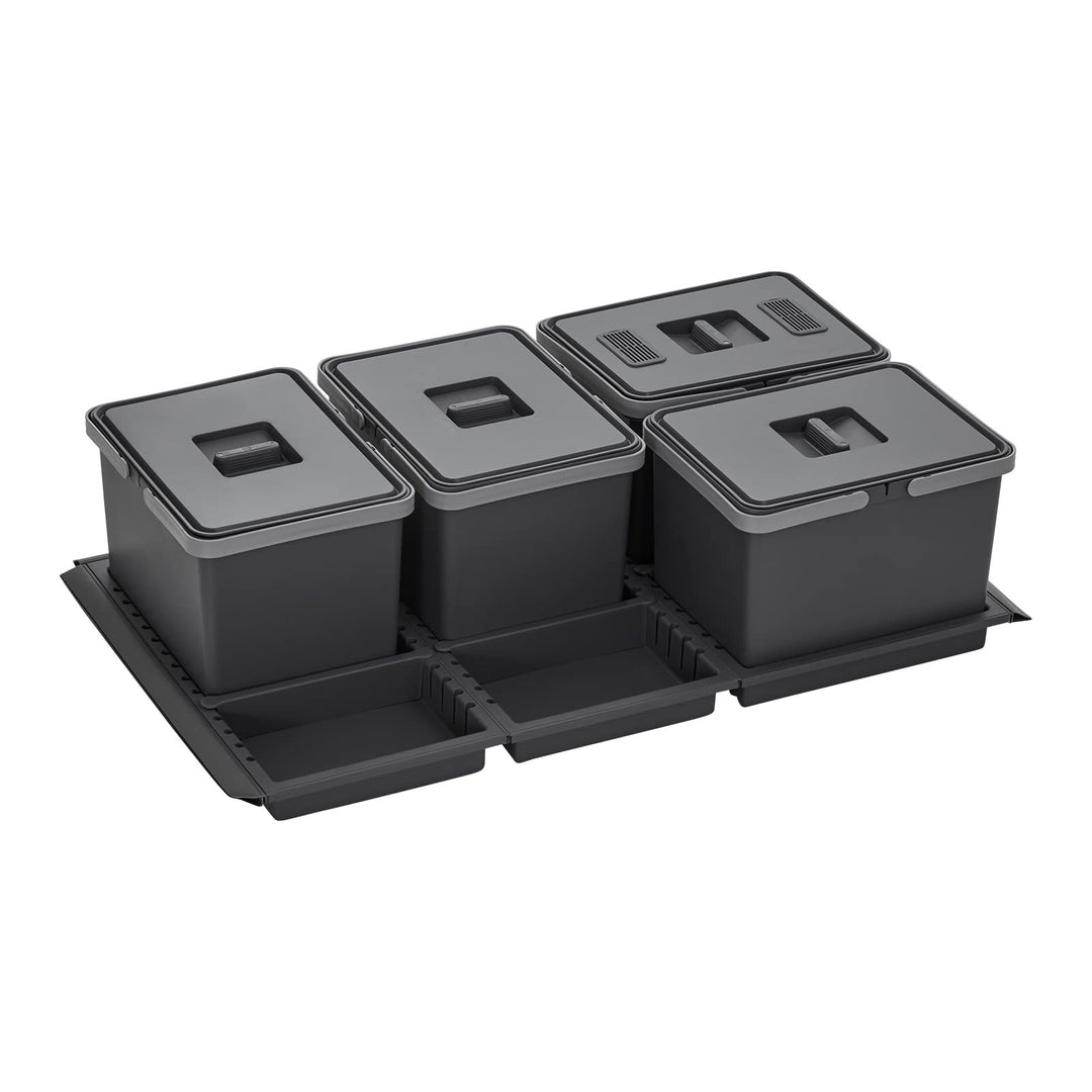 SOTECH Abfallsammler Draw 12+12+12+12L Abfallsystem Mülleimer für Schublade Korpusbreite 90 cm DRAW