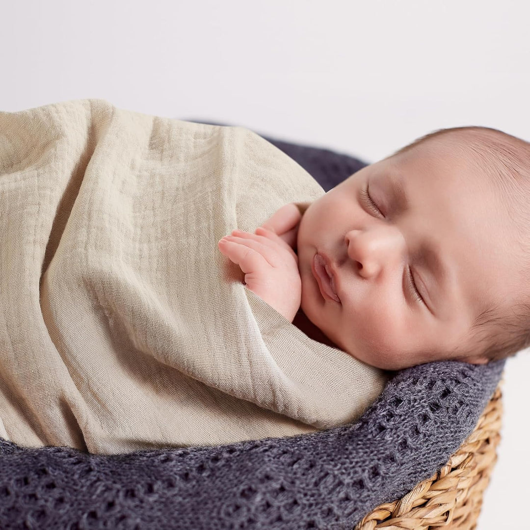Peepeemax Baby Pucktuch für Neugeborene, Grosse Musselin Tuch 100x100cm, Weich Atmungsaktiv Baumwoll
