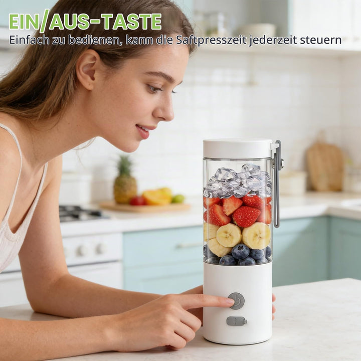 Tragbarer Mixer Smoothie Maker to go 450ml, Mini Standmixer mit 6 Edelstahl-Klingen, Portable Blende