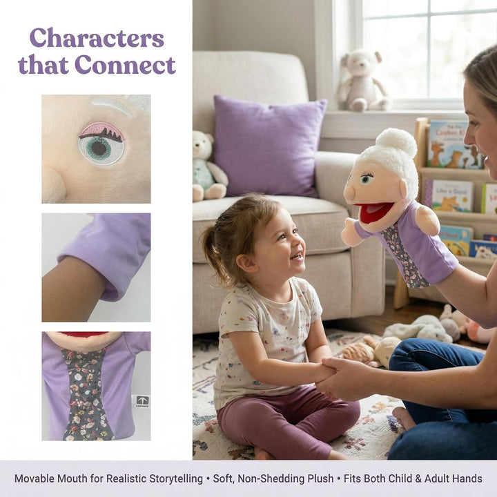 LOMTRATS Familie Handpuppen für Kinder, beinhaltet Opa, Oma, Papa, Mama, Tochter, Sohn mit beweglich