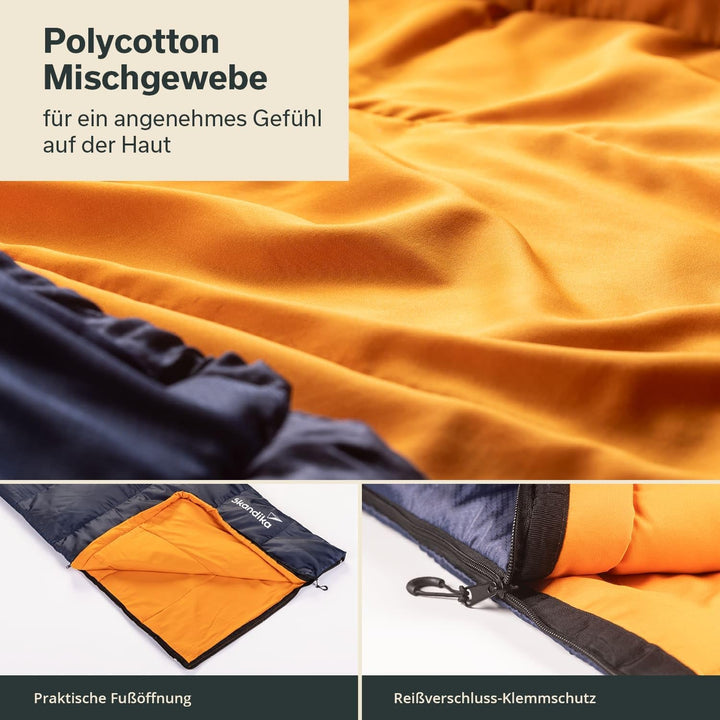 Skandika Deckenschlafsack Iceland Single | Schlafsack Outdoor für Erwachsene, 3 Jahreszeiten mit Bau