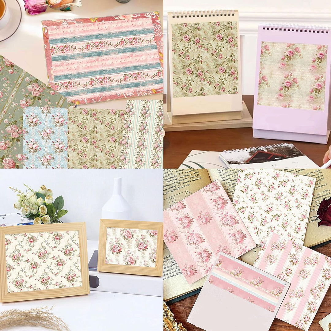 Scrapbook Papier Rosa Scrapbook Bastelpapier mit Blumen Muster, 24 Blatt Doppelseitiges Scrapbooking