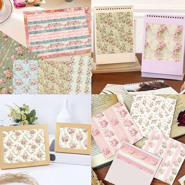 Scrapbook Papier Rosa Scrapbook Bastelpapier mit Blumen Muster, 24 Blatt Doppelseitiges Scrapbooking