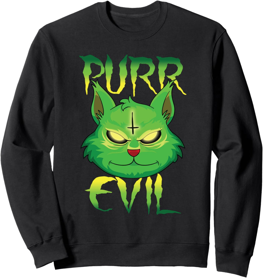 Satanische Katze Kätzchen Purr Evil 666 Pentagramm Halloween Sweatshirt