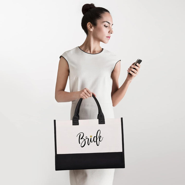 Lamyba Bride Bag with Makeup Bag and Reinforced Bottom, Bride Gifts/Bridal Shower Gifts for Bride, B
